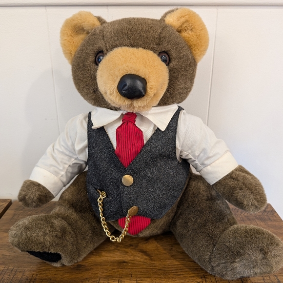 RARE! Vintage Russ Bear Stearns Teddy Bear Banking Stuffed Animal Collectible